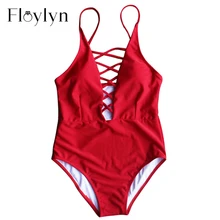 Новинка, женский сексуальный цельный купальник с перекрещивающимися бретелями и глубоким вырезом, монокини с открытой спиной, популярный купальный костюм, бандажный купальный костюм, пляжная одежда для плавания