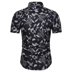 Новые мужские рубашки с принтом обтягивающий с короткими рукавами мужские повседневные топы для лета DO99