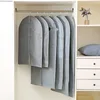 1X Black Gray Garment Bag Clothes Suits Dust Cover Dust Bags Wardrobe Storage Non Woven Fabric Suit Coat Dress Jacket Zipper Bag 1