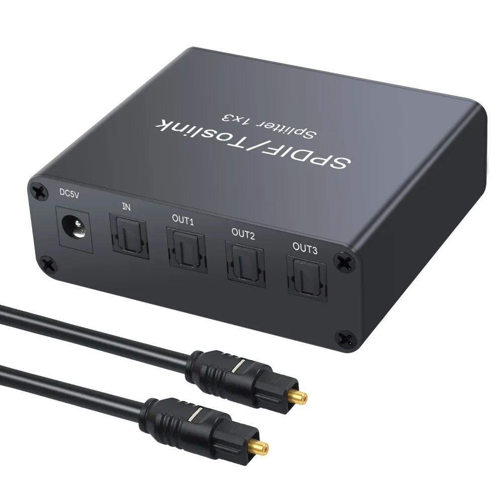 

Aluminum Alloy 1X3 Optical Switch SPDIF Toslink One Input Three Output Support LPCM 2.0 DTS Dolby-AC3 With Optical Cable for PS3