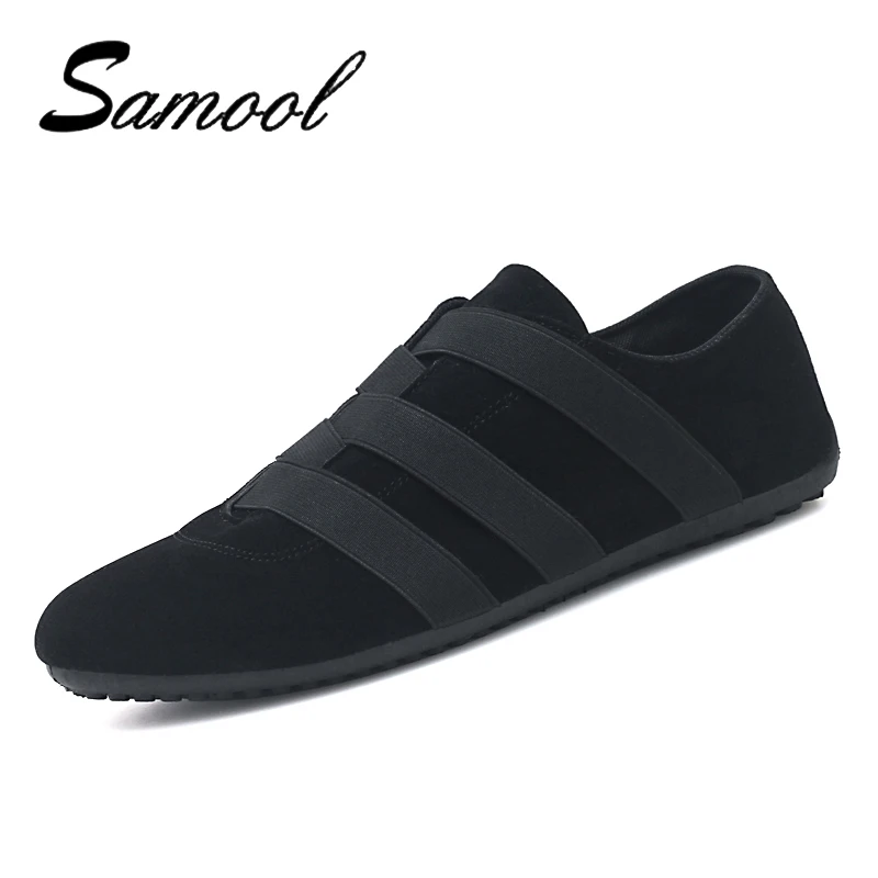 SAMOOL новые осенние кожаные легкая обувь мужские Черные Лоферы Мокасины Мужчины