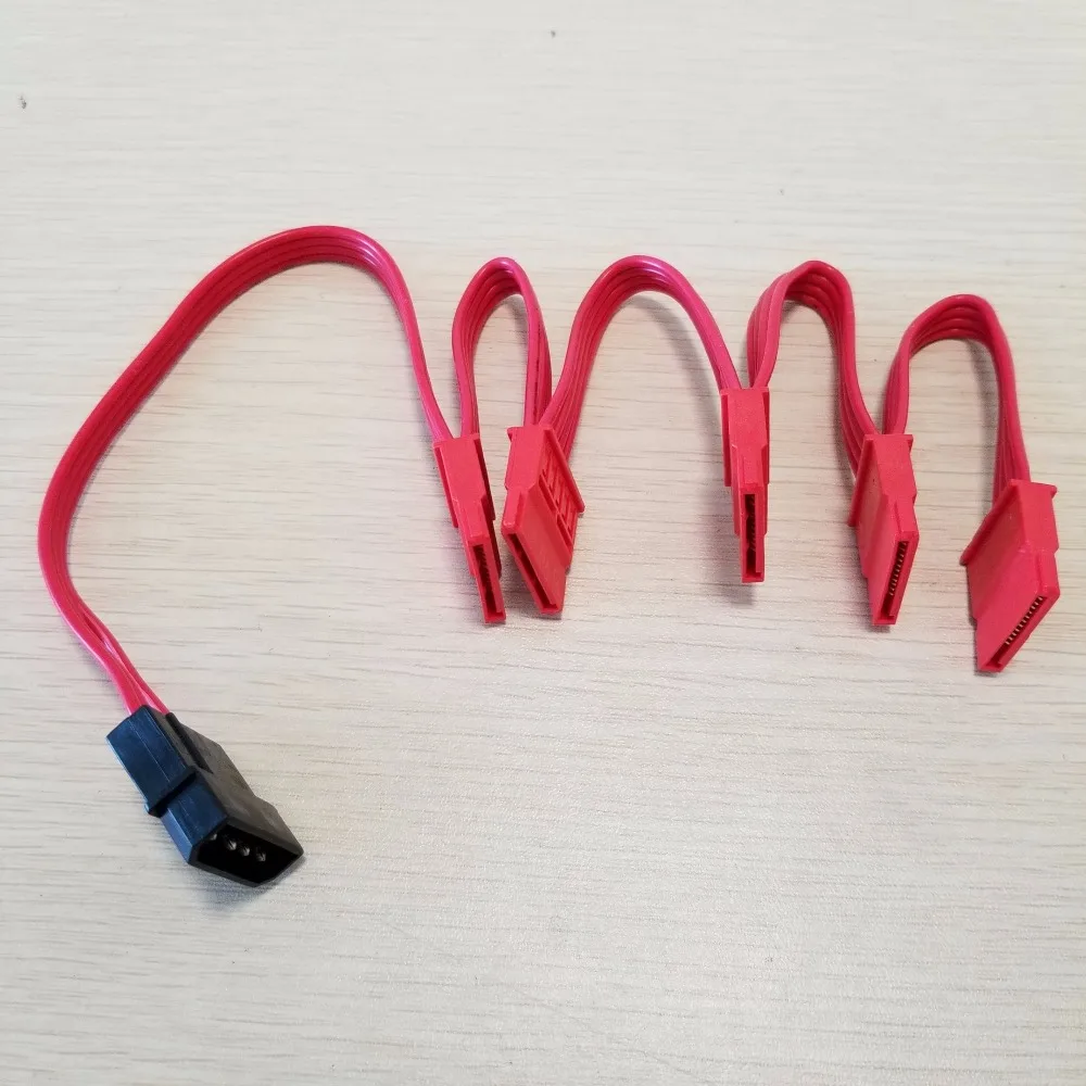 

100pcs/lot IDE Molex 4Pin to SATA 15Pin Adapter 1 to 5 Splitter Hard Drive Power Extension Cable 18AWG Red for PC DIY