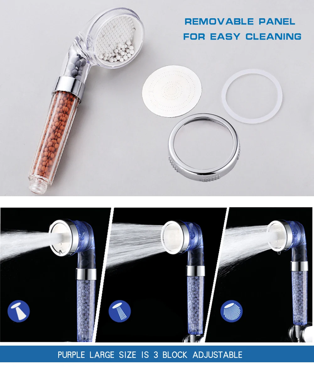 Water Saving Shower Head Anion SPA Filtration Handheld Nozzle