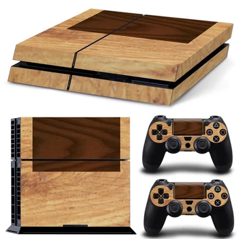 

Free drop shipping wooden customizable hot selling for PS4 console and two controllers skin sticker decals covers #TN-PS4-0920