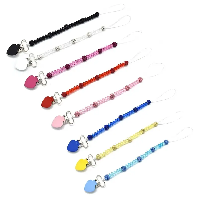 

1PC New Love Crystal Pacifier Baby Pacifier Clips Anti-fall With Pacifier Chain Holder