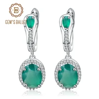 Gem's Ballet 5.15Ct Natural Green Agate Vintage Earrings 925 Sterling Silver Gemstone Drop Earrings For Women Fine Jewelry 1