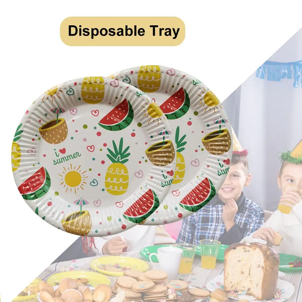 

10 Piece Dinner Plates Tray Disposable Party Decoration Tools Pineapple Watermelon Pattern Tray Cake Birthday Wedding Tray