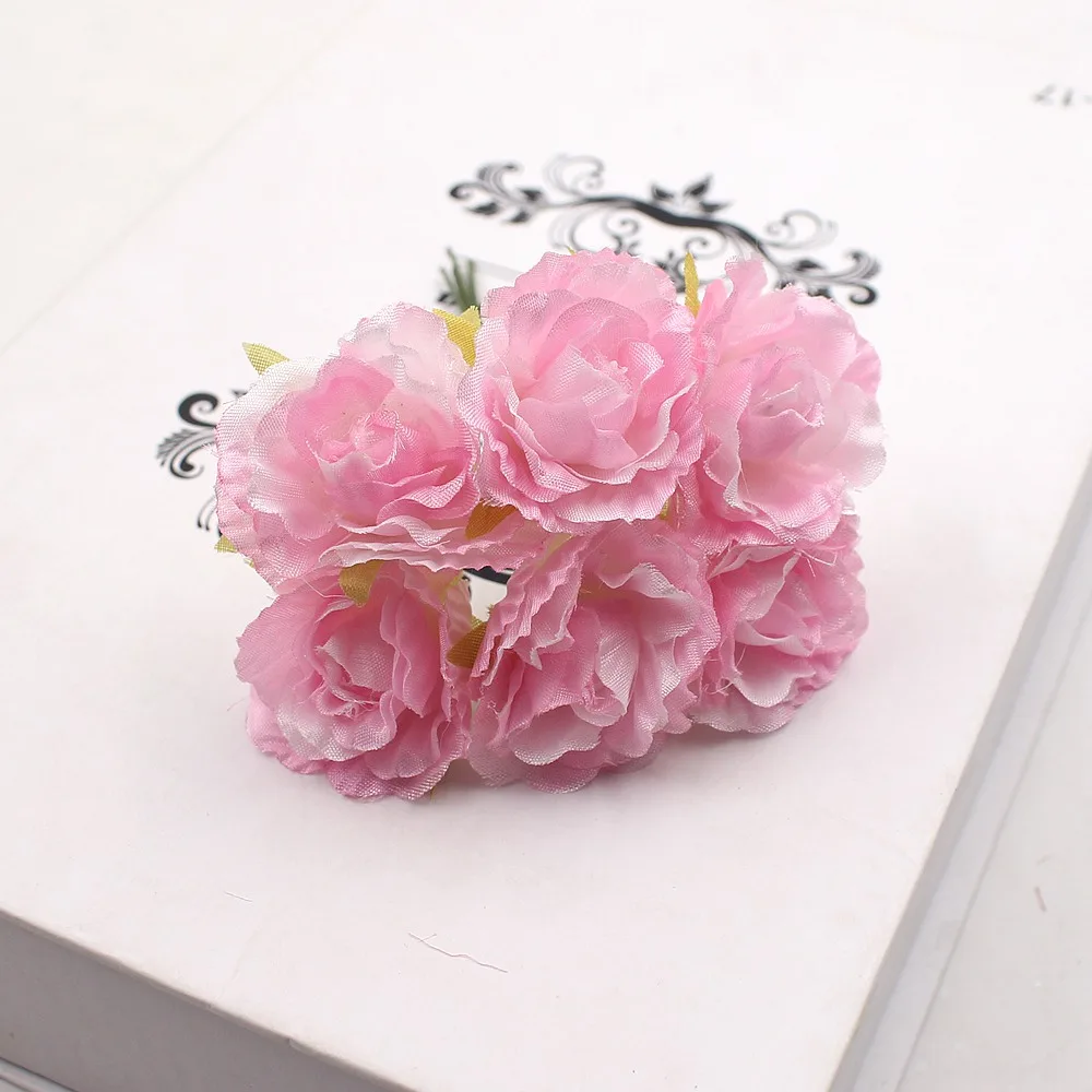 

6pcs 3cm Mini Silk Rose Bouquet Wedding Decoration Artificial Flower DIY Wreath Collage Artificial Rose Fake Flower Decoration