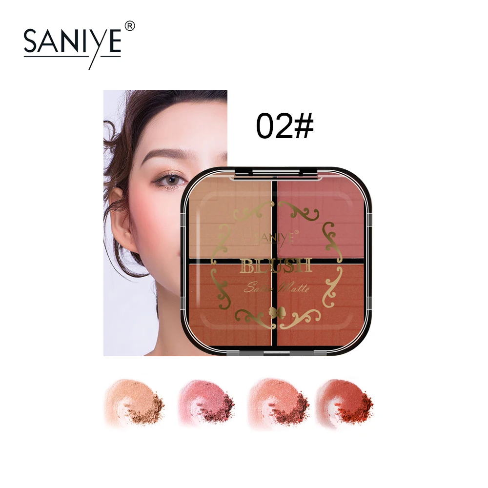 SANIYE, 4 цвета, тени для век, пудра, румяна, палитра, 3D контур для лица, корейские румяна, пудра, макияж для лица, румяна E0423 - Цвет: 02