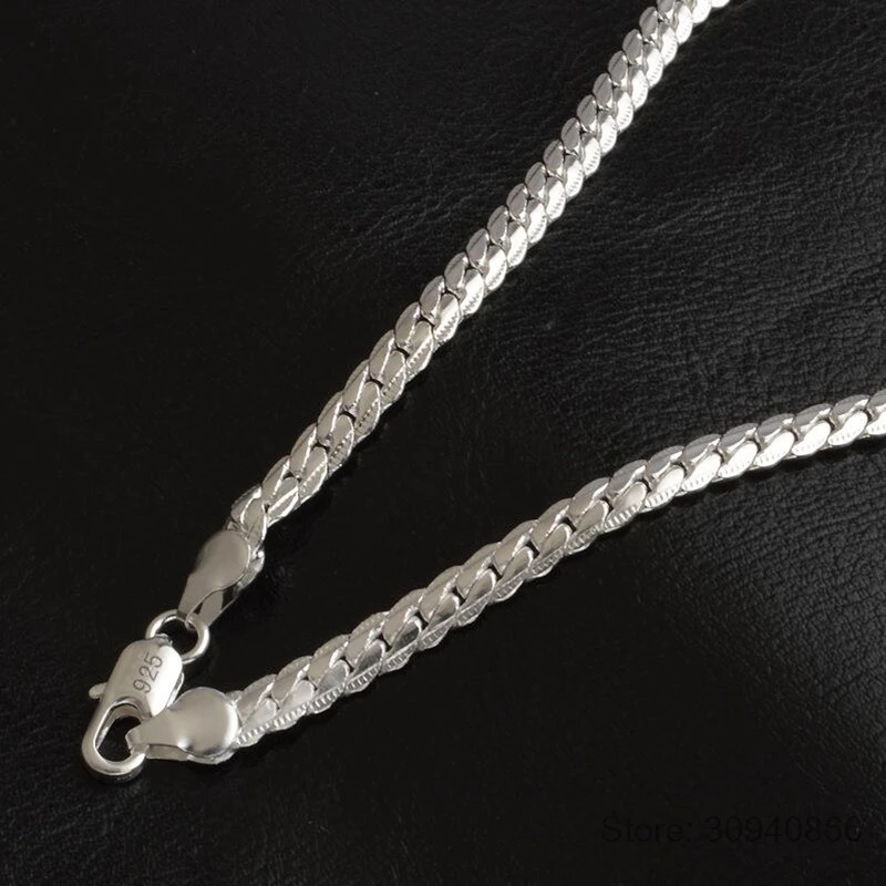 Ожерелье 5 мм 50 см, мужские ювелирные изделия,, новая мода, серебро 925 пробы, большая длинная широкая Мужская цепочка с подвеской