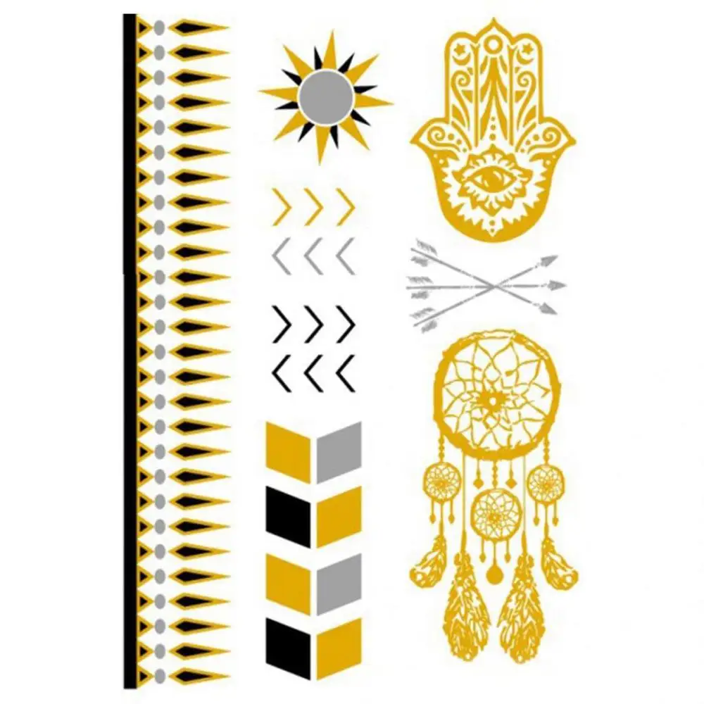 Sale Flash Metal Waterproof Temporary Sticker Gold Color Stripe geometry Men Women Water Transfer Tattoo Sticker Body Art - Цвет: 13