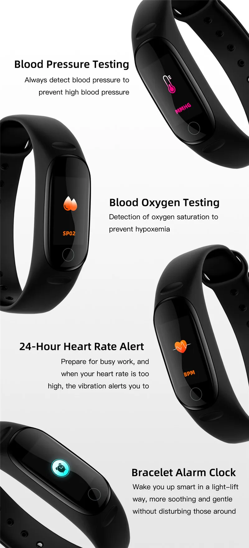 Новейший смарт-Браслет Сенсорный экран для сердечного ритма мониторинг сна спортивный браслет для Xiaomi Mi 2 3 4
