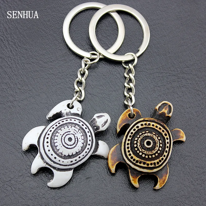 

New Arrivals Imitation Yak Bone Sea turtles Keyrings for Men Women's Jewelry Cute tortoise Keychains Car Key Rings Gifts KR20