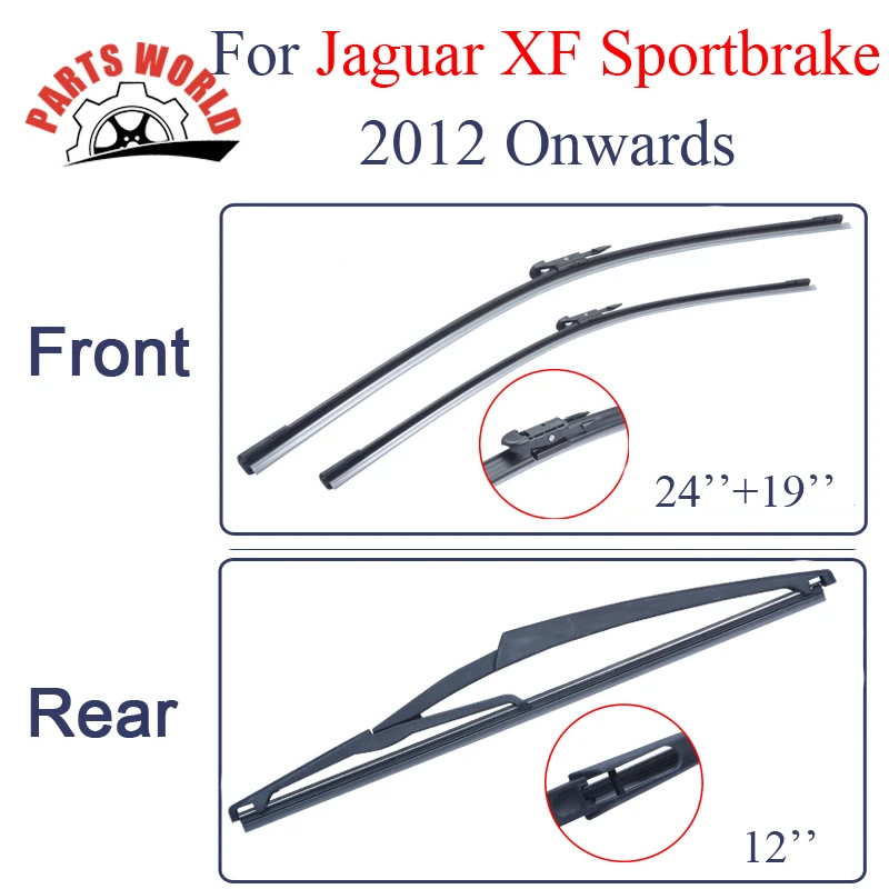 Combo Rubber Front And Rear Wiper Blades For Jaguar XF Sportbrake 2012 Onwards Windscreen Wipers