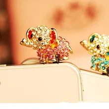 Прекрасный слон с алмазной пылезащитный заглушкой крышка аксессуары для сотового телефона 3,5 мм наушники Пылезащитная заглушка такса для Iphone для samsung