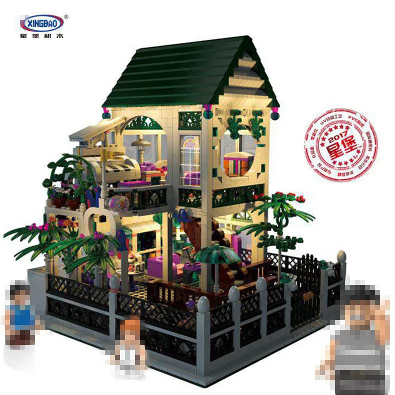 

2017 XingBao 01202 1500Pcs Romantic Heart Set with Light USB Building Block Bricks Educational present children the best gif