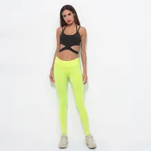 Летний продукт пуш-ап дизайн ночной бег Флуоресцентный цвет женские спортивные брюки попа леггинсы для фитнеса колготки