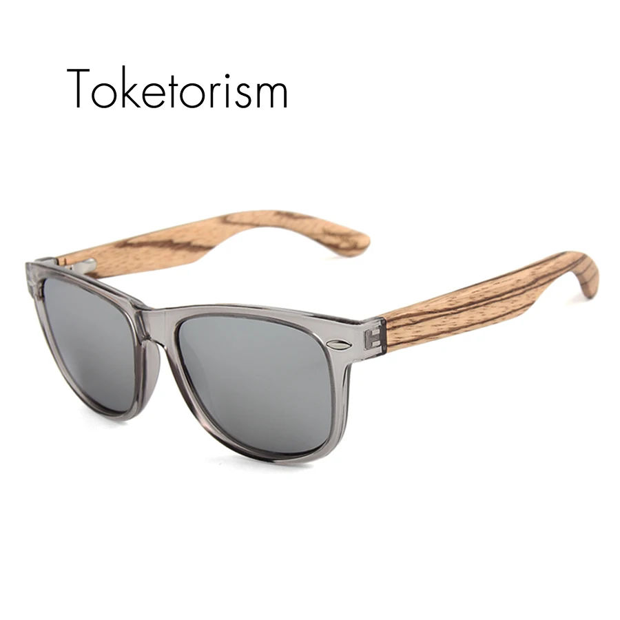 

Toketorism 2019 zebra Wood sunglasses Polarized ebony wooden sun glasses Transparent Gray Frame for men women 1051