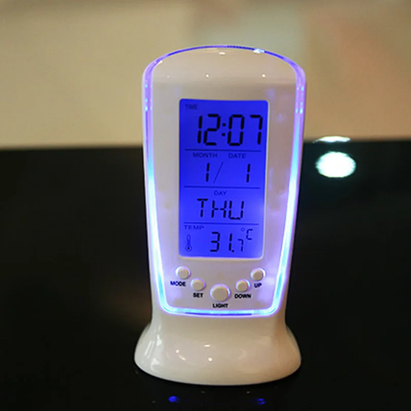 

Digital LCD Alarm clock calendar thermometer Backlight Multi-function Display Clock Blue LED Backlight Alarm Clocks B