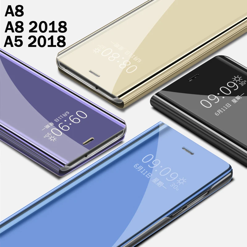 YonLinTan флип умный зеркальный чехол для телефона Samsung Galaxy A8 2018 8 A5 Жесткий кожаный Clear