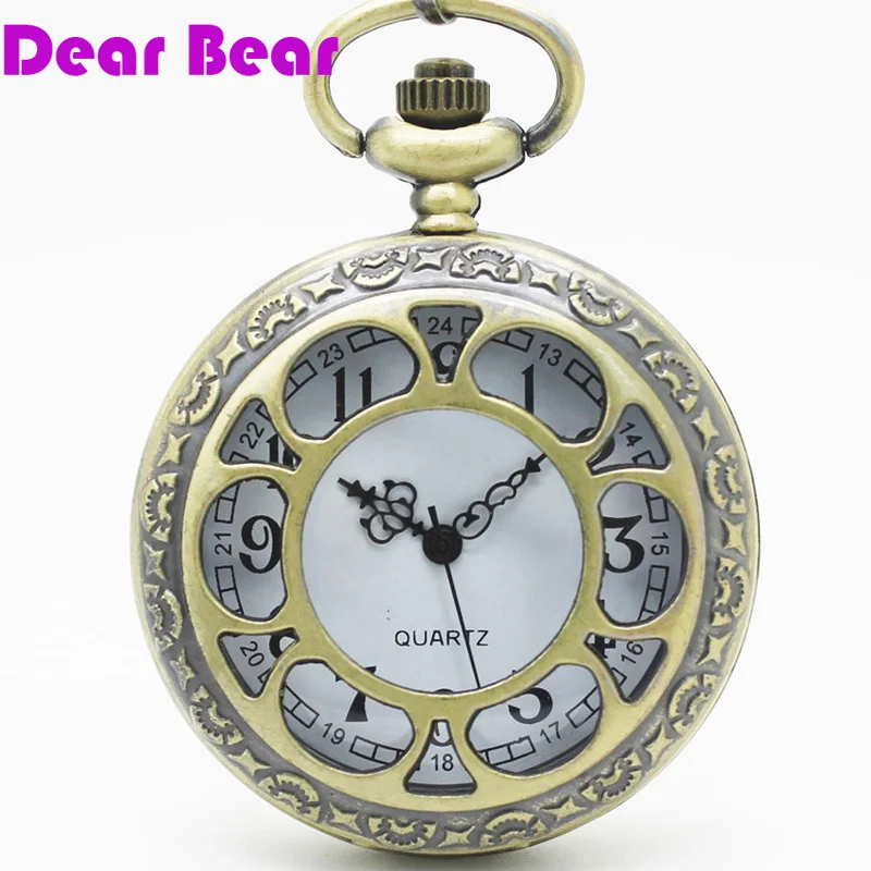 1061) винтажные латунные полые цветочные карманные часы ожерелье 12 шт/партия
