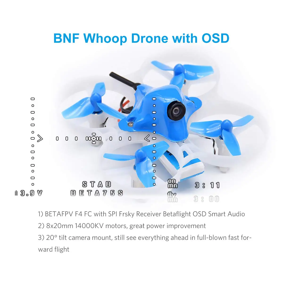 Квадрокоптер BETAFPV Beta75S Whoop Drone 1 S матовый FPV с F4 FC Frsky Receiver Z02 Camera OSD Smart Audio 8X20