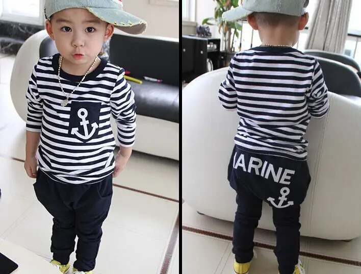 

BOTEZAI Children Clothes Sets 2018 New Spring Autumn Kids Long-Sleeve Striped T-shirt+Pants Baby Boys Clothes Suits for 2-6Y