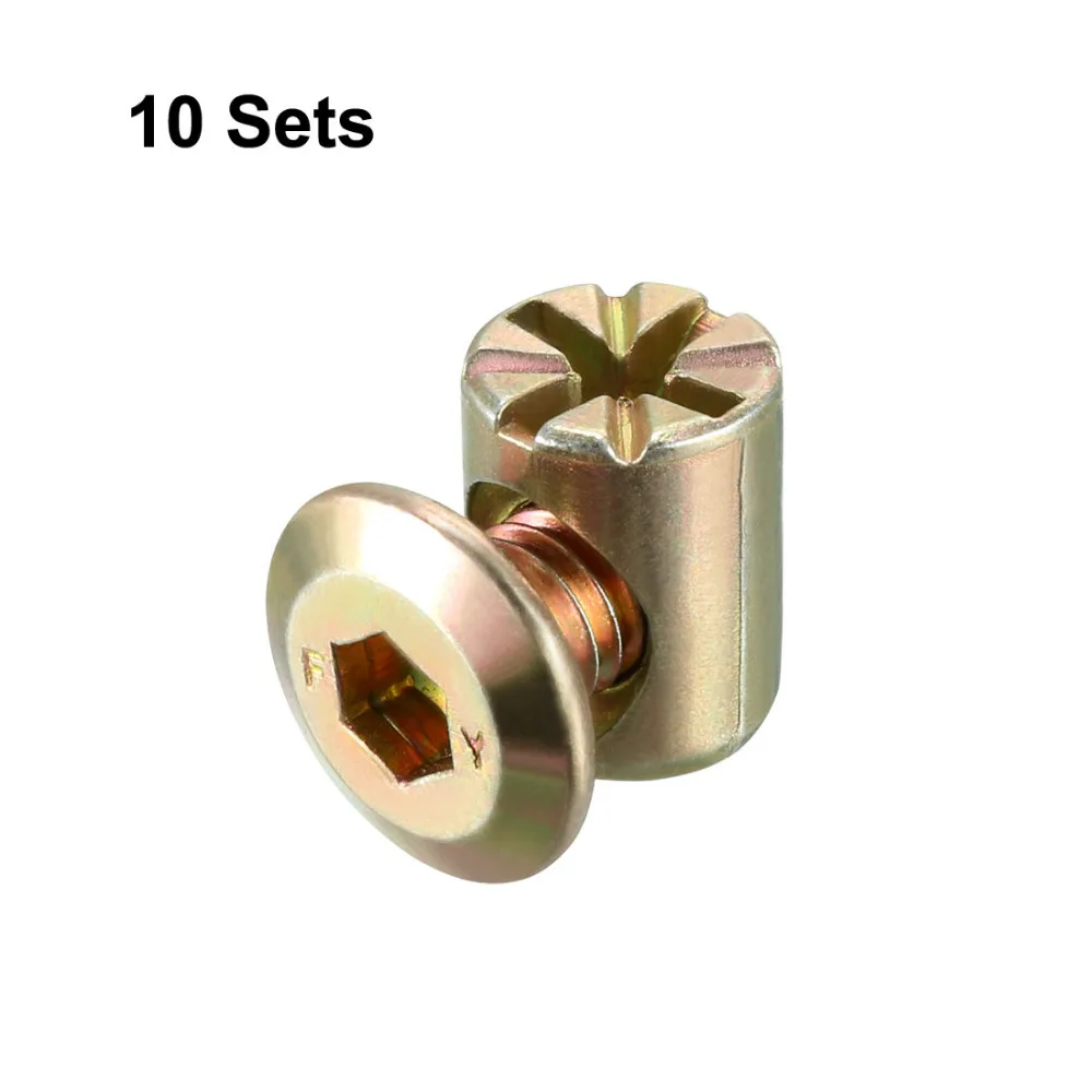 

UXCELL 10sets M6 Hex Socket Furniture Bolts Nuts Screw M6x10/15/30/20/25mm Machine Screws with Barrel Nuts Phillips-Slotted