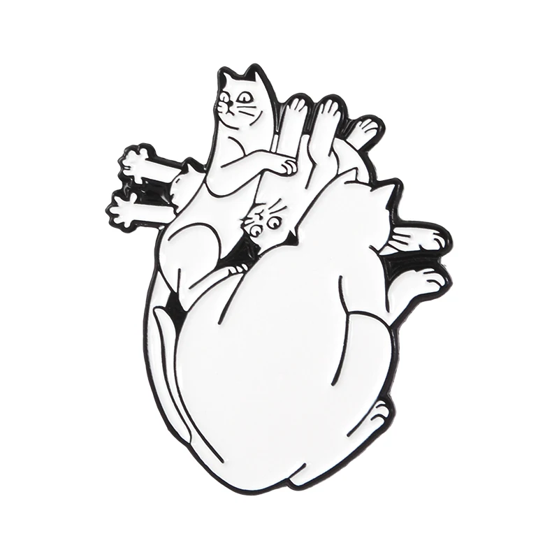 Орган сердце Эмаль булавки Звездное сердце храбрые кошки кровожадное объятие мешочек для брошек одежда нагрудные значки медицинские