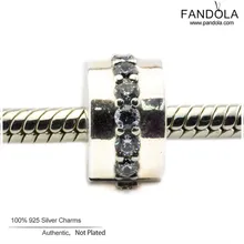 Подлинное 925 пробы серебро талисман с прозрачными CZ Сияющий путь клип металлические бусины для изготовления ювелирных изделий подходит, соответственные Европейской Пандоре обаятельные браслеты