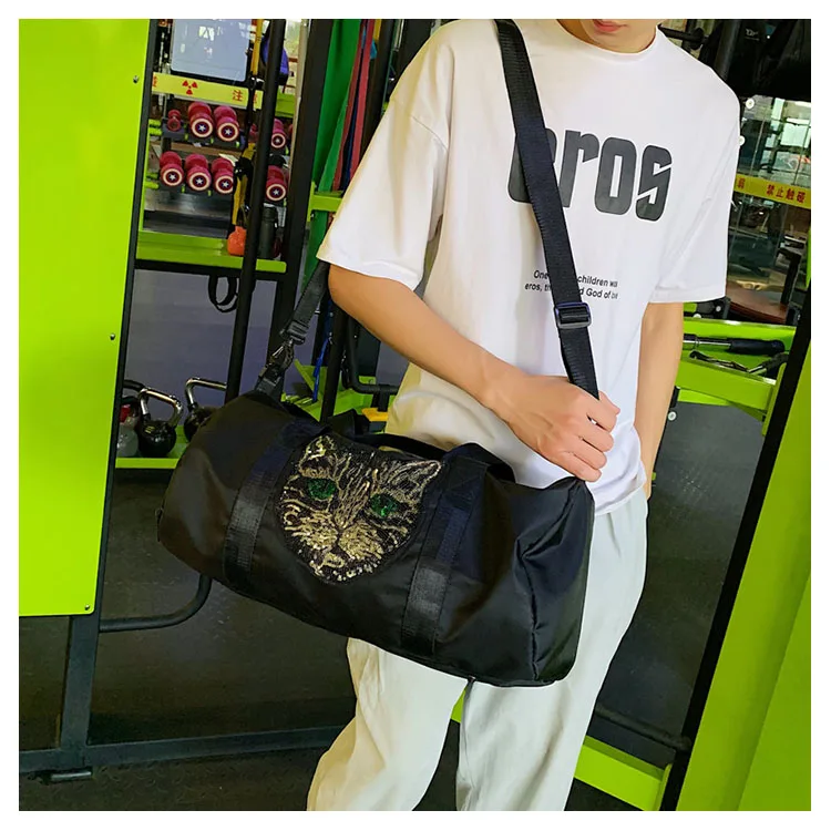 Модная Дорожная сумка на короткое расстояние, Большая вместительная ручная сумка для багажа, спортивная сумка, Корейская версия, расшитая блестками, сумка на плечо с кошкой, сумка для фитнеса