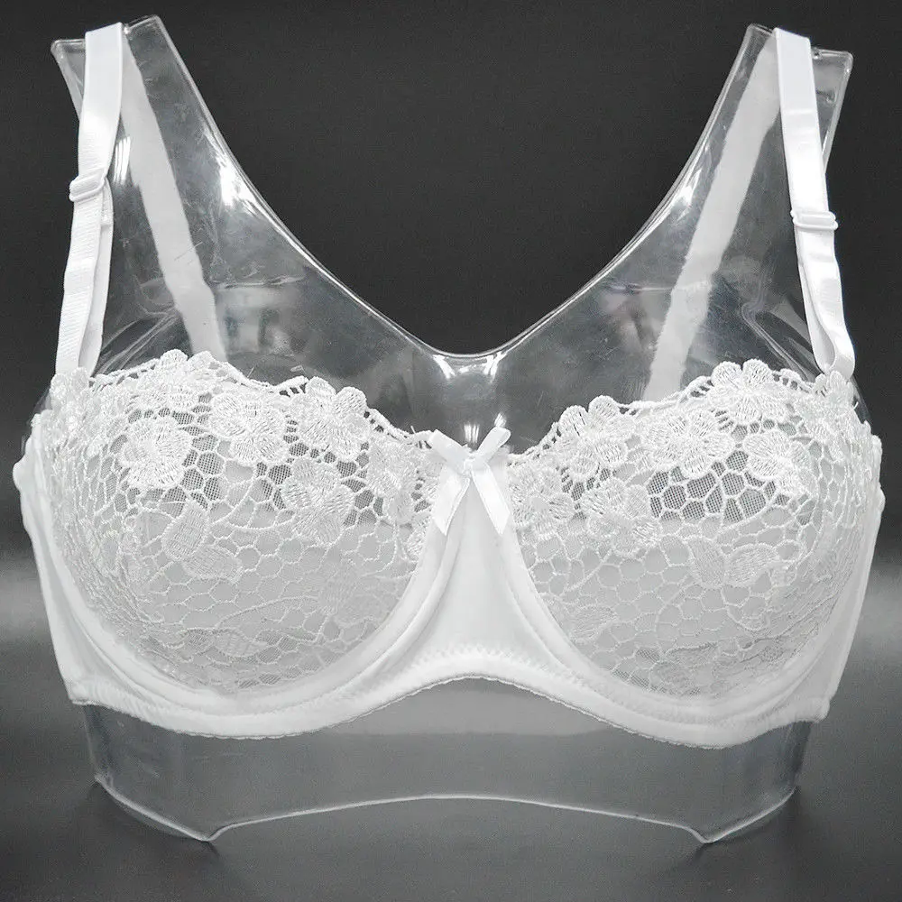 

YANDW White Bras For Women Sexy Lingerie Unpadded Embroidery Lace Bra Mesh Lined Brassiere Bralette Floral Plus Size Crop Top