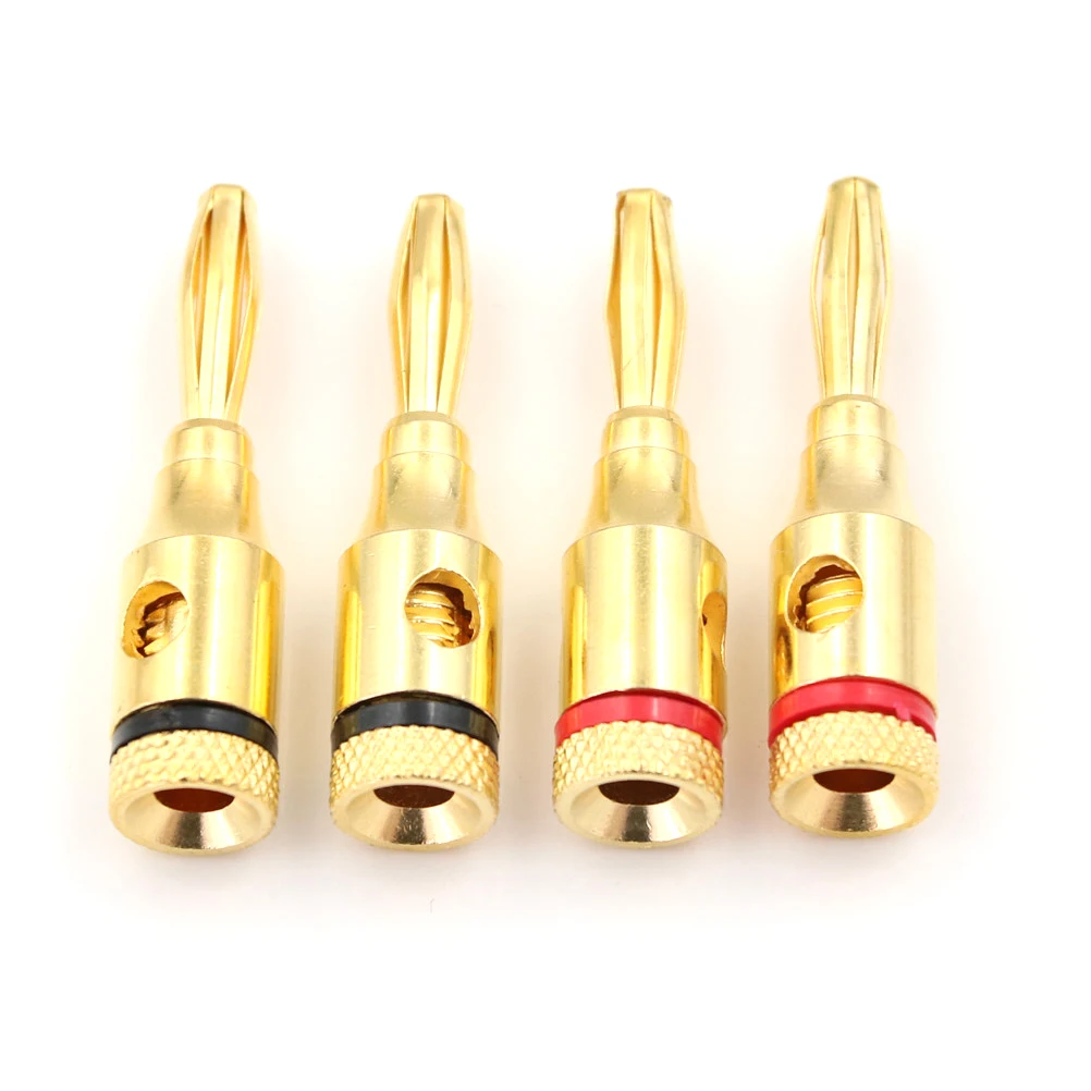 

4pcs 4mm Plug Connector Gold plated Musical Speaker Cable Wire Screw Banana Plug Connector