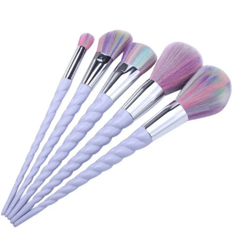 

5Pcs White Makeup Brushes Colorful Spiral Beauty Tools Powder Blush Eyebrow Eyeshadow Foundation Brush Set Free Shipping