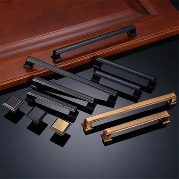 

Brass Wardrobe Handles Zinc Alloy Cabinet Bedside Table Cupboard Handles Black Furniture Knobs Home Improvements Accessories
