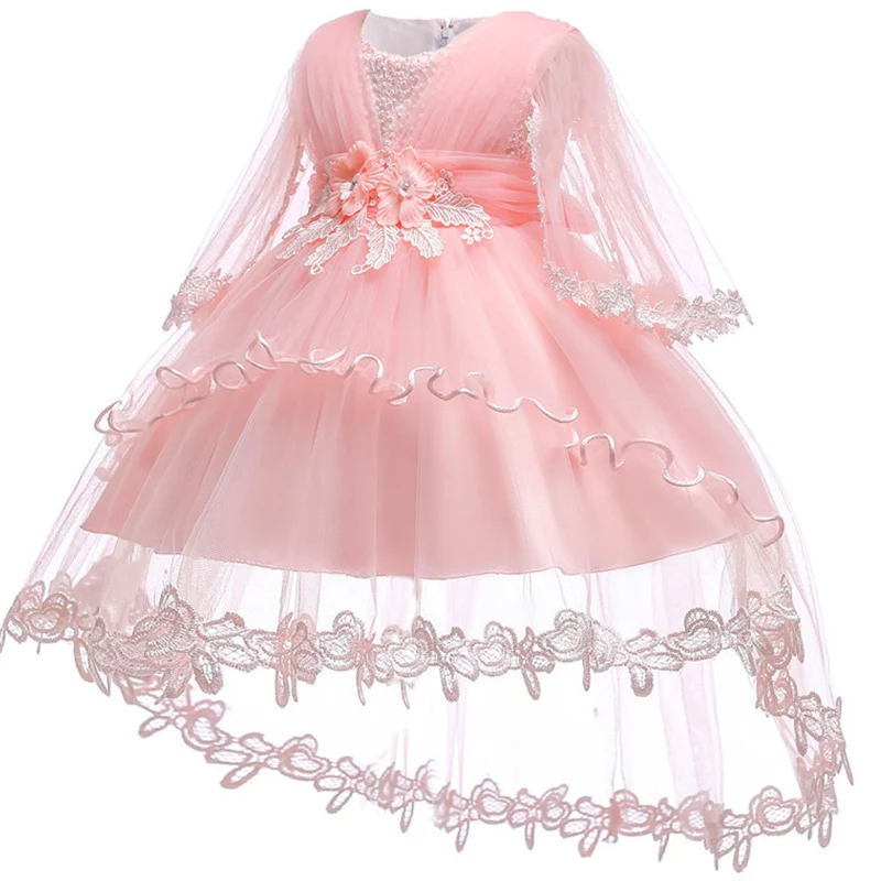 

New infant baby girls dress Christmas Lace floral Baptism Dresses for Girls 1st year birthday party wedding baby clothes tulle