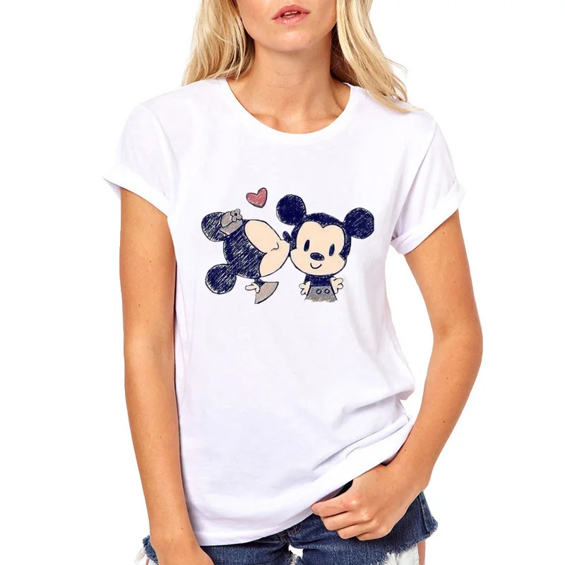 

2019 New Summer T shirt Women white Lovely Cartoon O-Neck Casual Short Sleeve T-Shirt