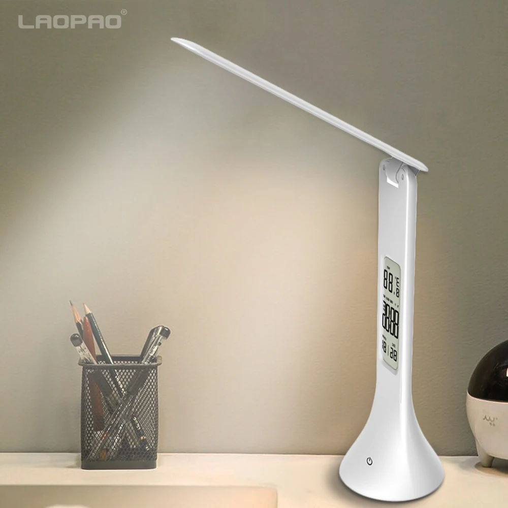 

LED Desk Lamp Foldable Dimmable Touch Table Lamp with Calendar Temperature Alarm Clock table Light night lights