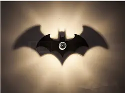 Новые деревянные Мода Черный Бэтмен тень светодиодный светильник настенный E27 для Спальня LED бра ночник 38 см bat zbd0008