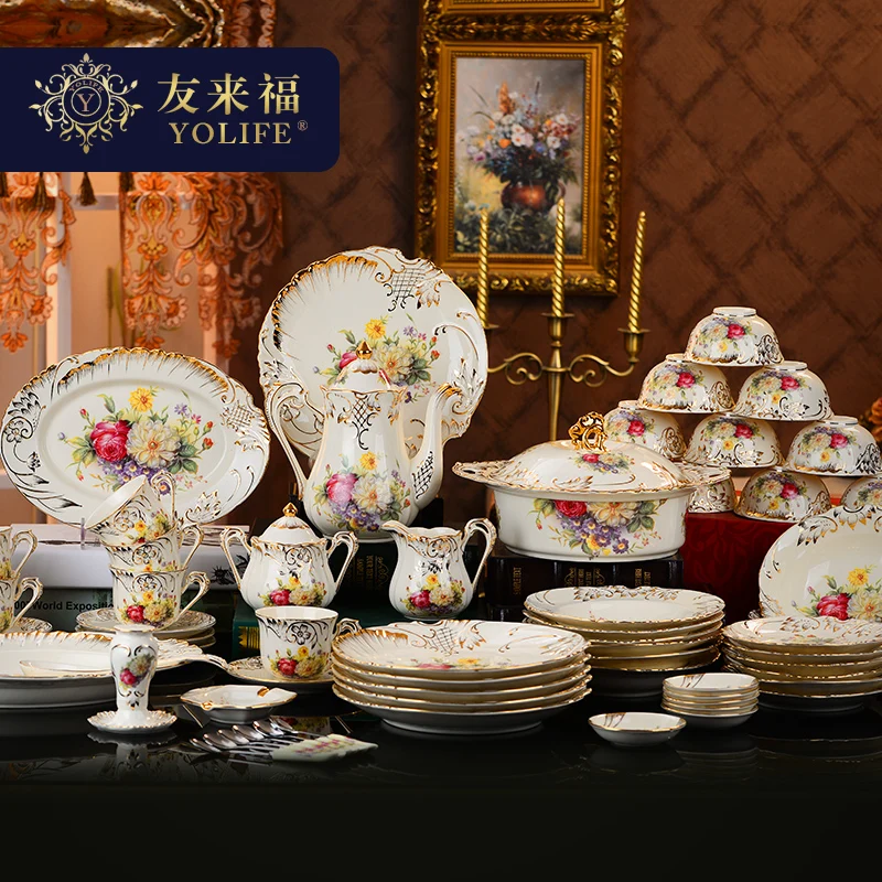Yolife China Korean Design Porcelain Dinnerware Sets Household Porcelain Dinnerware Sets