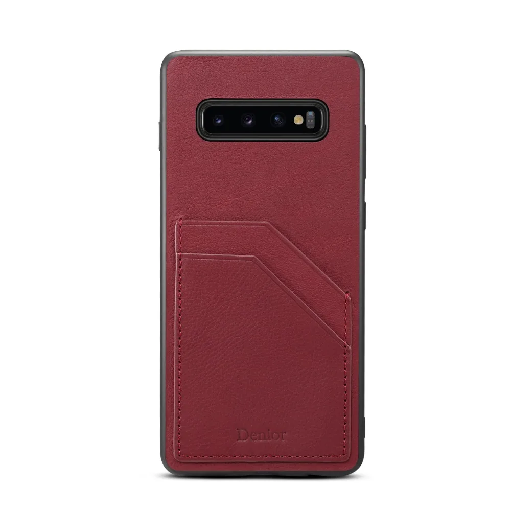 Genuíno de Luxo Negócio com Slots Case para Samsung Couro Estilo Cartão Telefone Volta Galaxy S10 Plus Nota 9 Capa 13 samsung galaxy s10 plus s10 nota 9 capa