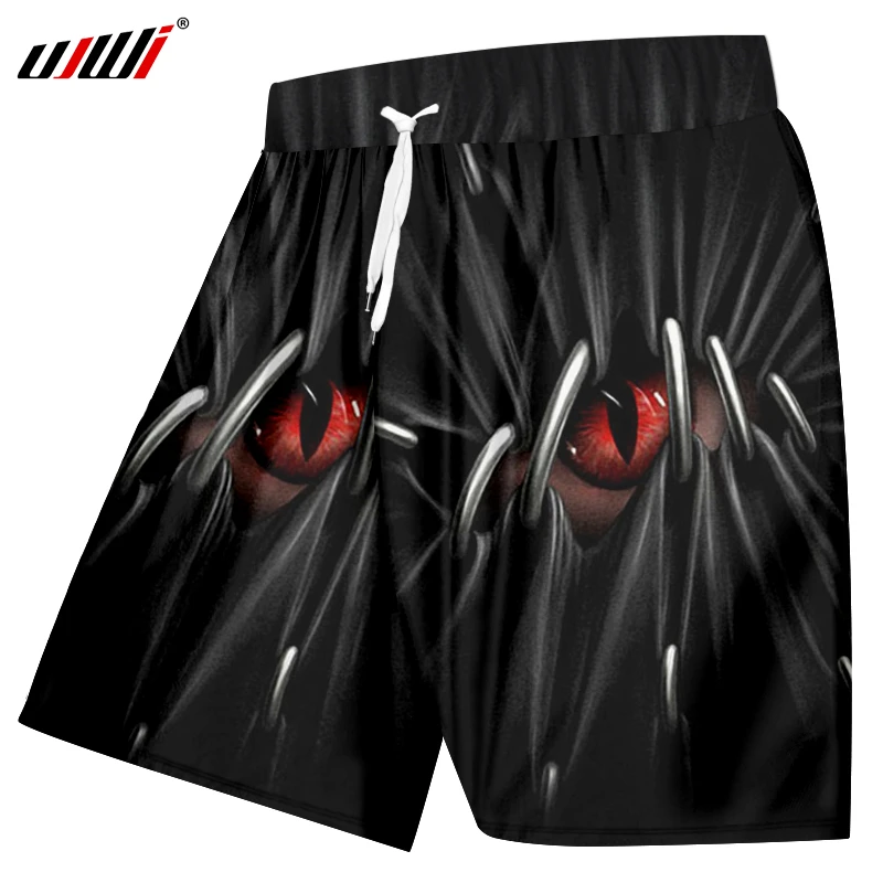 UJWI, летние мужские шорты с крутым принтом красных глаз, черепов, 3d, мужские повседневные шорты, боксеры и брюки