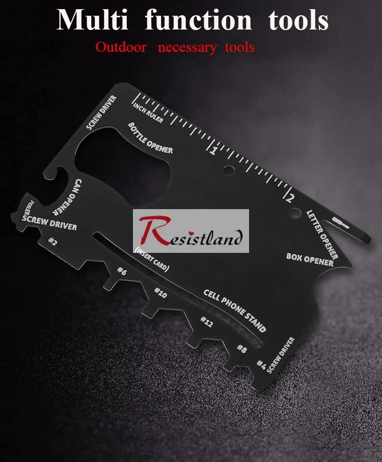 

2018 new Camping Multi Purpose Tool 11 in 1 Multifunction Card Knife Pocket Survival Outdoor Surviving Tools, Silver/Black