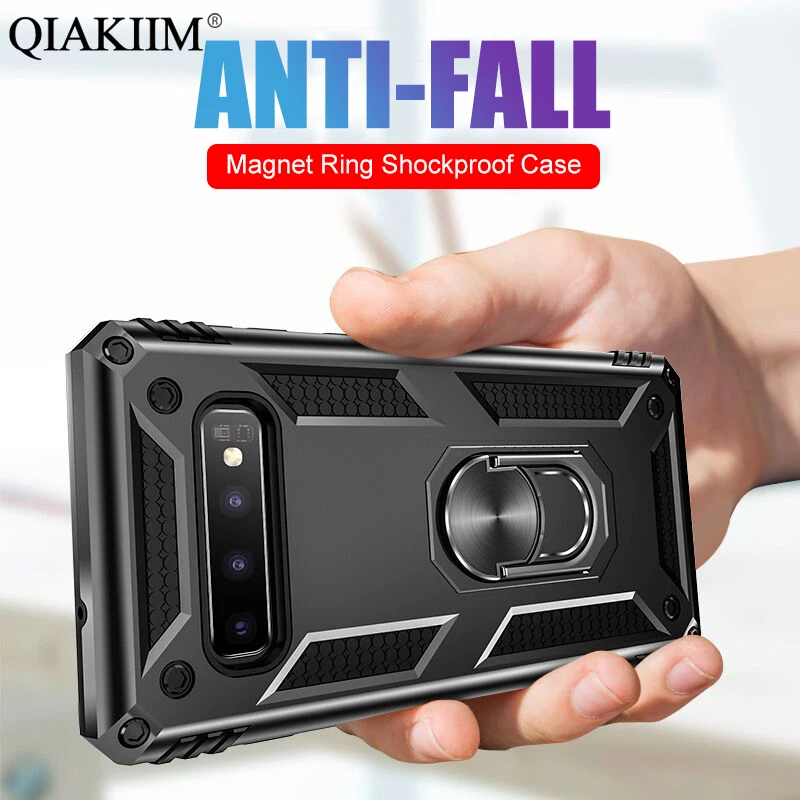 

Luxury Armor Soft Shockproof Case On The For Samsung Galaxy S8 S9 S10 Plus S10e Note 8 9 Silicone Magnetic Car Holder Ring Case