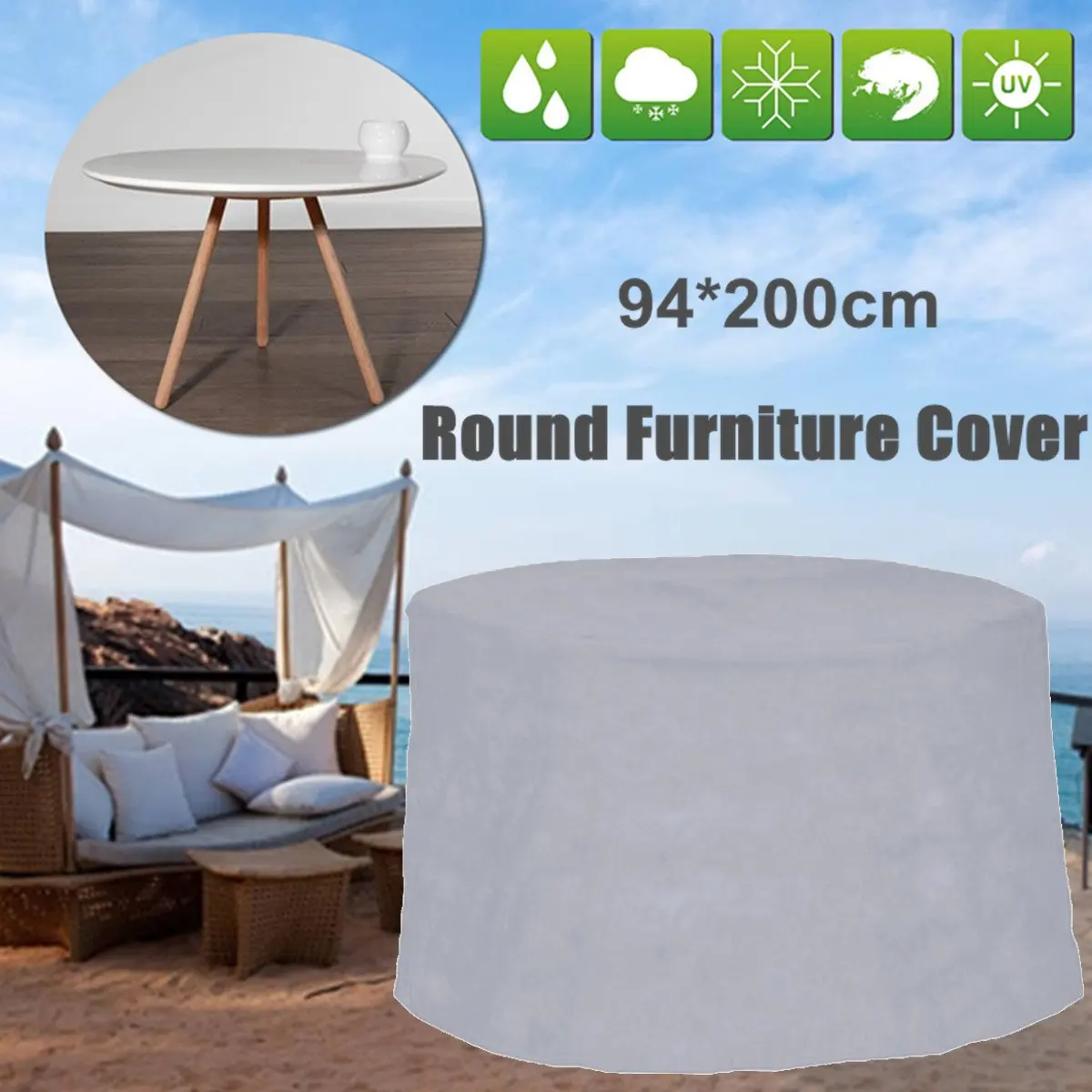 Mobiliário de Jardim Capa de Chuva à Prova Capas à Prova de Poeira 200x94cm ao ar Livre Dwaterproof Água Poliéster Sofá Cadeira Proteção Jardim Pátio Chuva Neve