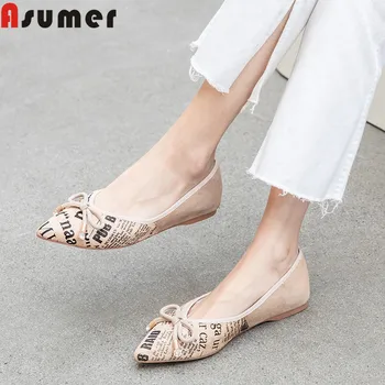 

ASUMER 2020 new spring autumn shoes women pointed toe shallow mixed colors flats shoes casual suede leather shoes women flats