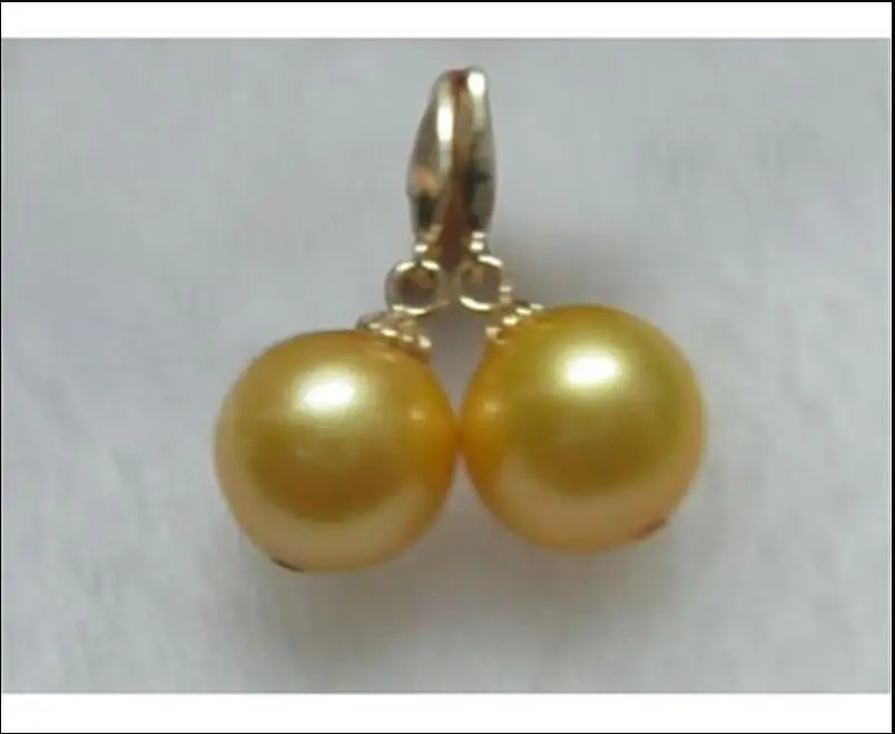 

HUGE AAA 10-11MM PERFECT YELLOW SOUTH SEA PEARL DANGLE EARRING
