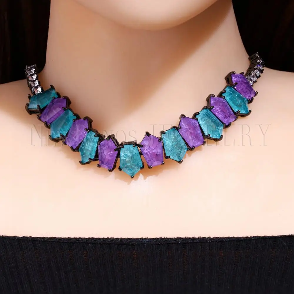 Колье Newranos Pedra Fusion Stone, многоцветное ожерелье с кристаллами, вечерние колье для женщин, модное ювелирное изделие NFX0022844