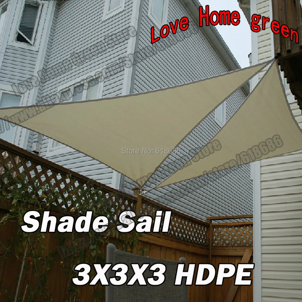 HDPE Triangular Sun Patio Shade Sail Combination Net Awning Canopy garden Tent 3m X X3m | Дом и сад