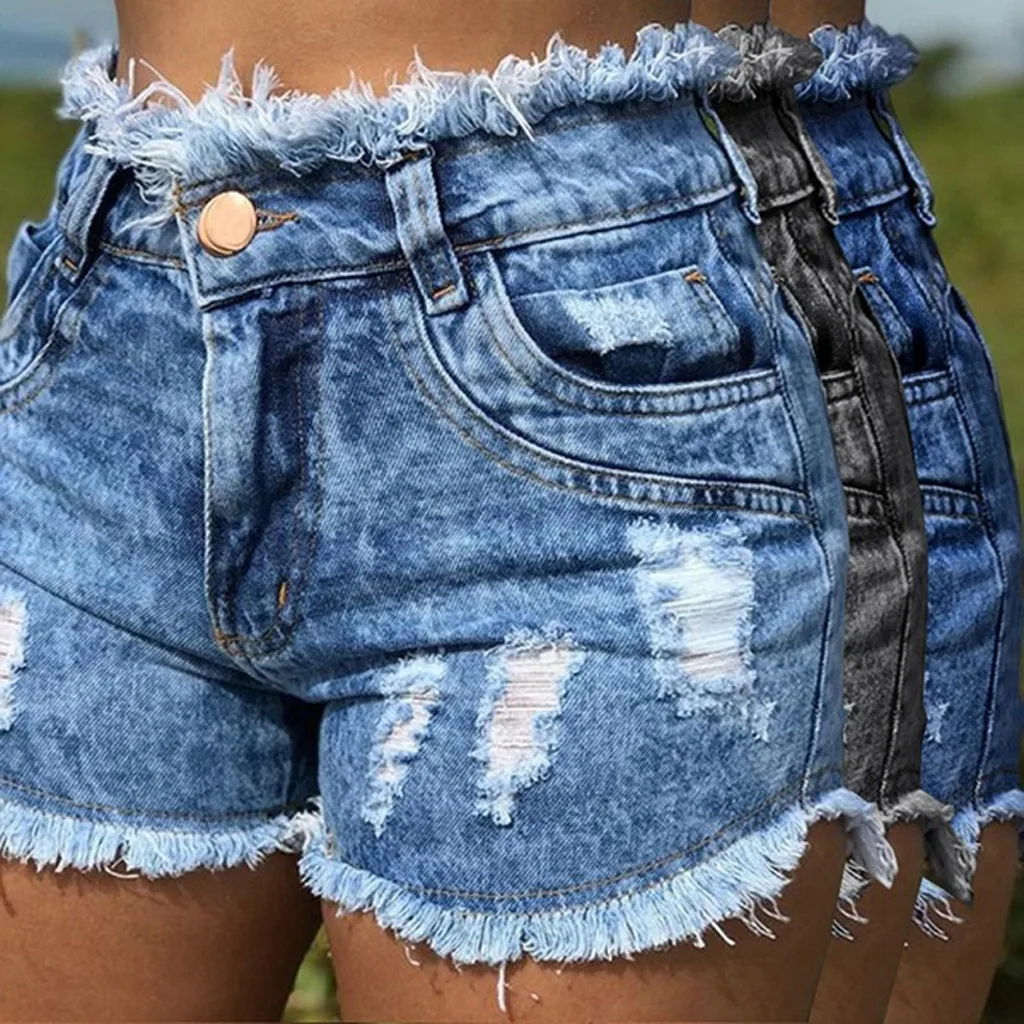 Новые летние женские джинсовые шорты с дырками женские модные джинсы с карманами Женские сексуальные шорты с высокой талией spodenki damskie 40